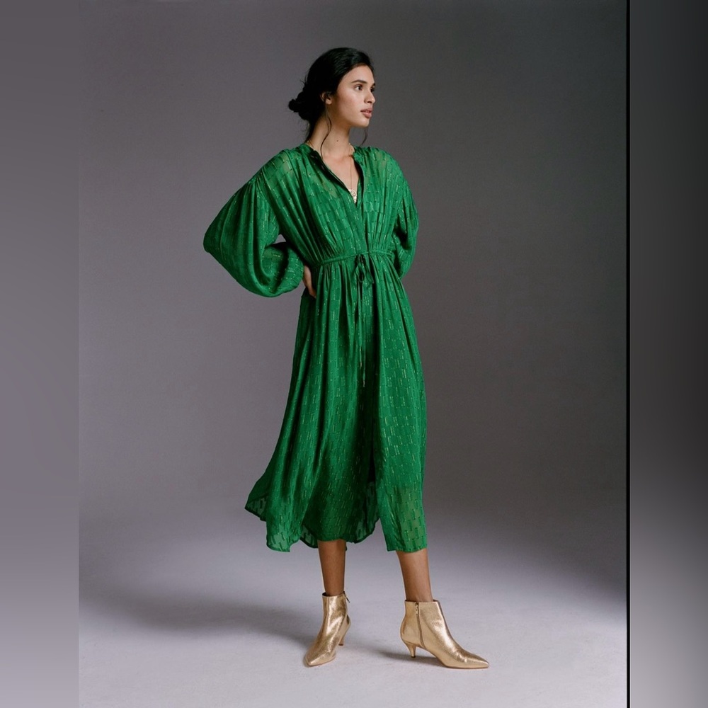 anthropologie allene shimmer maxi dress